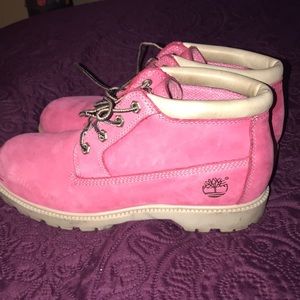 Pink timberland boots